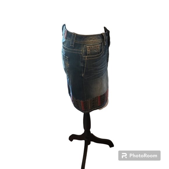 Miss Me Skirt Denim Mini Embroidery Tapestry Hem(27) - Picture 4 of 6